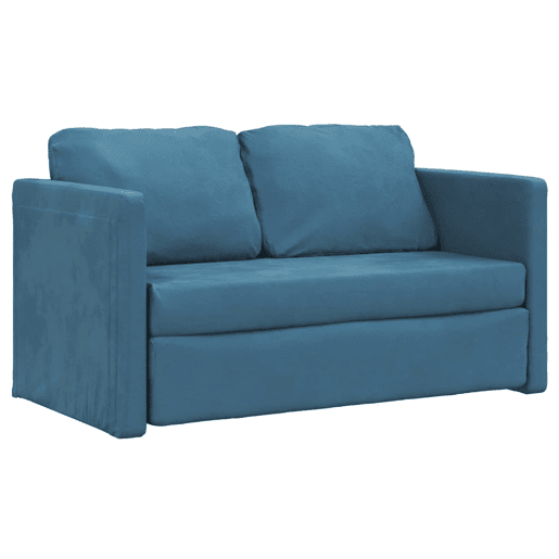 Sofá-cama, Sofá conversível sem pés 122x204x55 cm veludo azul