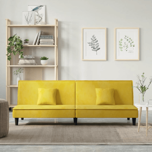 Sofá-cama, Sofá conversível veludo amarelo Sofá-cama, Sofá conversível veludo amarelo