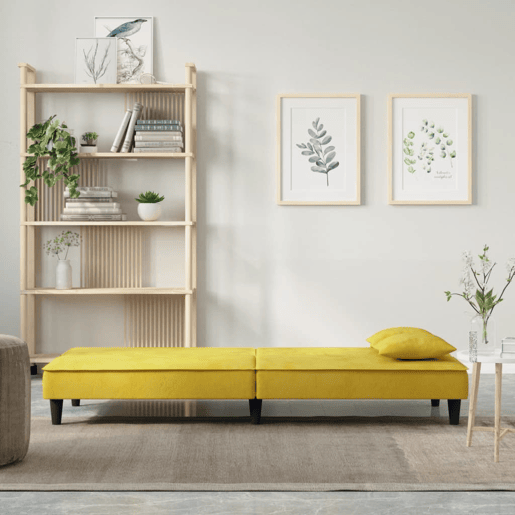 Sofá-cama, Sofá conversível veludo amarelo Sofá-cama, Sofá conversível veludo amarelo
