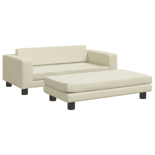 Sofá infantil - Sofá para crianças c apoio pés 100x50x30 cm couro artificial creme
