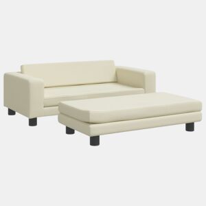 Sofá infantil - Sofá para crianças c apoio pés 100x50x30 cm couro artificial creme