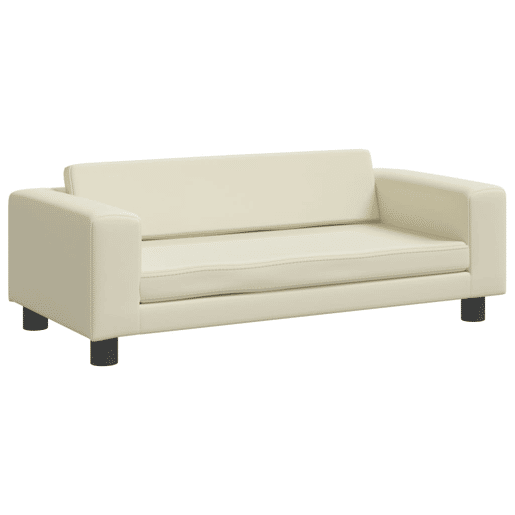 Sofá infantil - Sofá para crianças c apoio pés 100x50x30 cm couro artificial creme