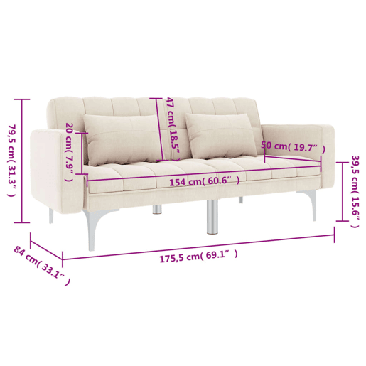 vidaXL Sofá-cama tecido creme vidaXL Sofá-cama tecido creme