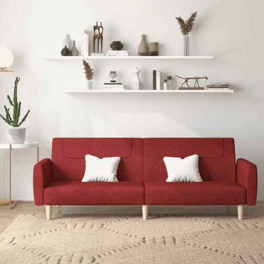 Sofá-cama, Sofá conversível de 2 lugares tecido vermelho tinto