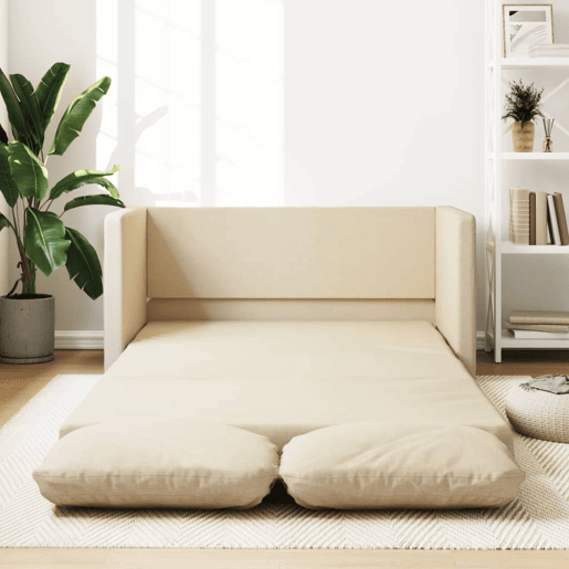 Sofá-cama, Sofá conversível sem pés 112x174x55 cm tecido cor creme