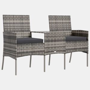 vidaXL Banco de jardim 2 lugares c mesa de centro vime PE antracite