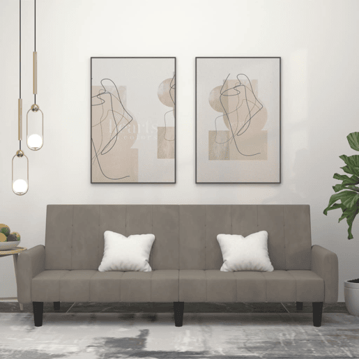 Sofá-cama, Sofá conversível de 2 lugares veludo cinzento-claro