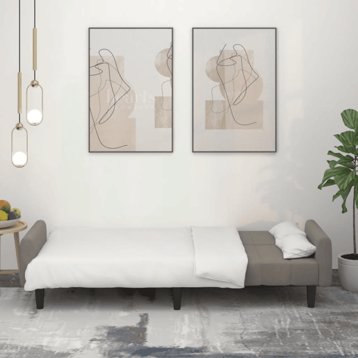 Sofá-cama, Sofá conversível de 2 lugares veludo cinzento-claro