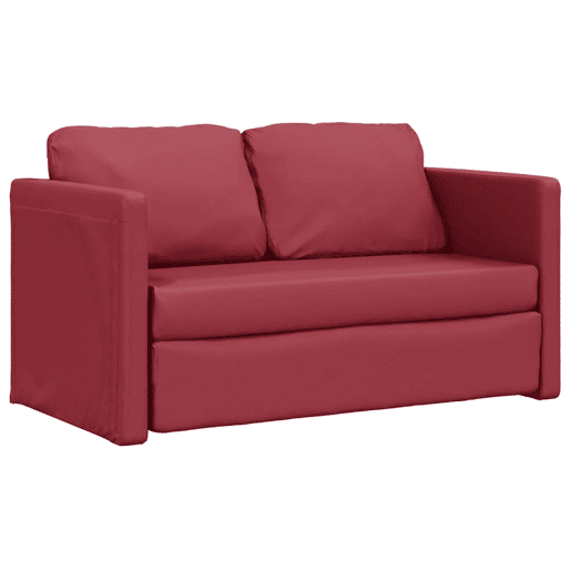 Sofá-cama, Sofá conversível sem pés 112x174x55 cm couro artificial vermelho tinto
