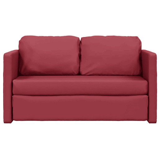 Sofá-cama, Sofá conversível sem pés 112x174x55 cm couro artificial vermelho tinto