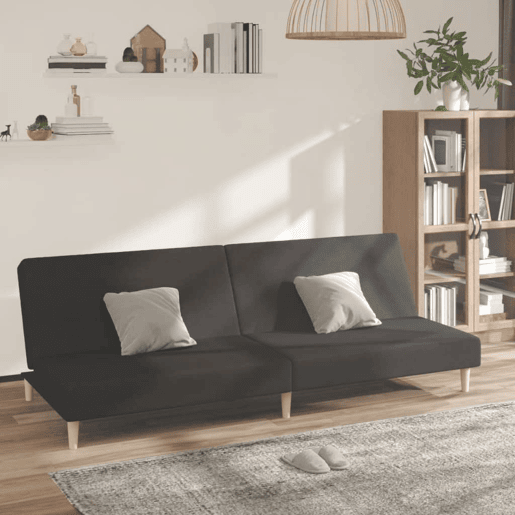 Sofá-cama, Sofá conversível de 2 lugares tecido preto Sofá-cama, Sofá conversível de 2 lugares tecido preto