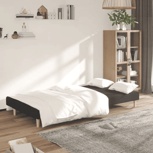 Sofá-cama, Sofá conversível de 2 lugares tecido preto Sofá-cama, Sofá conversível de 2 lugares tecido preto