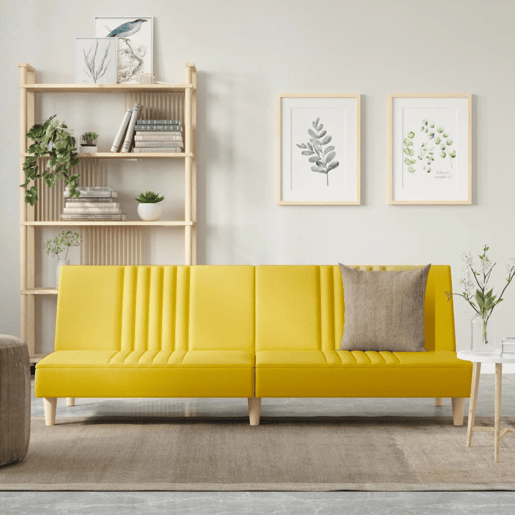 Sofá-cama, Sofá conversível tecido amarelo-claro Sofá-cama, Sofá conversível tecido amarelo-claro