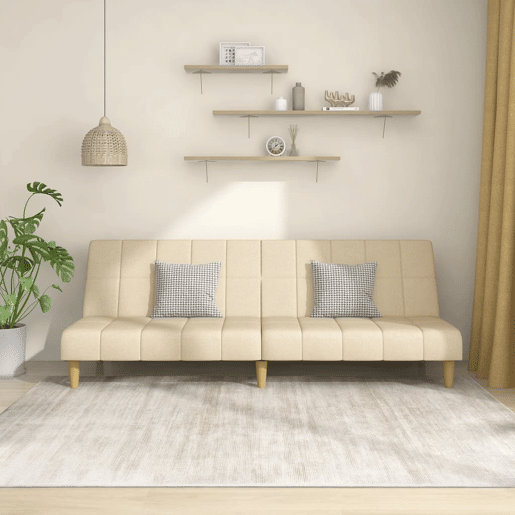 Sofá-cama, Sofá conversível de 2 lugares tecido cor creme Sofá-cama, Sofá conversível de 2 lugares tecido cor creme