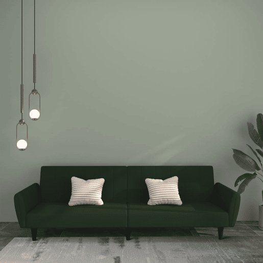 Sofá-cama, Sofá conversível de 2 lugares veludo verde-escuro
