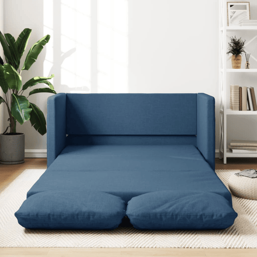 Sofá-cama, Sofá conversível sem pés 112x174x55 cm tecido azul