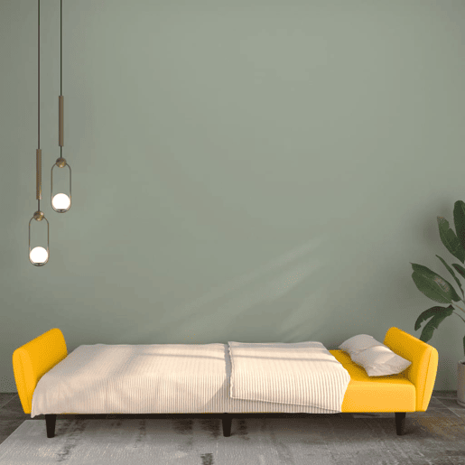 Sofá-cama, Sofá conversível de 2 lugares veludo amarelo