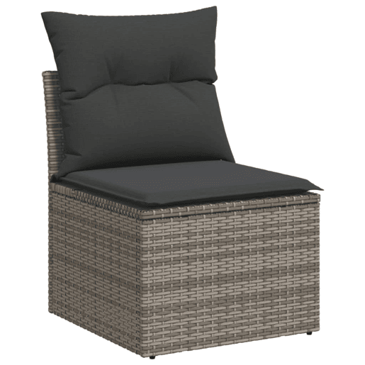 vidaXL 10 pcs conjunto sofás de jardim c almofadões vime PE cinzento