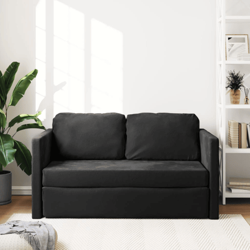 Sofá-cama, Sofá conversível sem pés 122x204x55 cm veludo preto