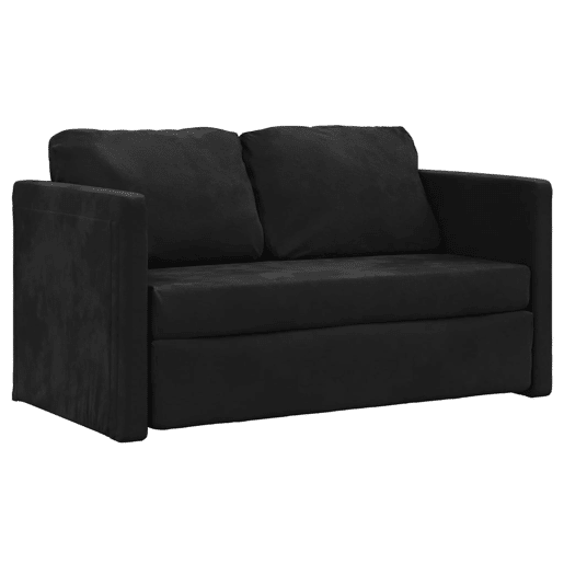 Sofá-cama, Sofá conversível sem pés 122x204x55 cm veludo preto