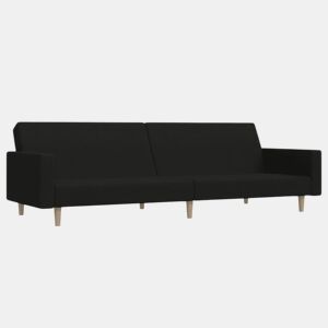 vidaXL Sofá-cama de 2 lugares tecido preto