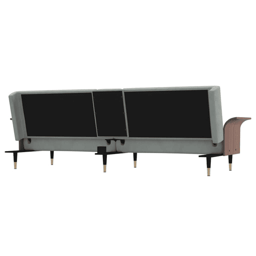 vidaXL Sofá-cama com suportes para copos veludo cinzento-claro vidaXL Sofá-cama com suportes para copos veludo cinzento-claro