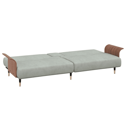 vidaXL Sofá-cama com suportes para copos veludo cinzento-claro vidaXL Sofá-cama com suportes para copos veludo cinzento-claro