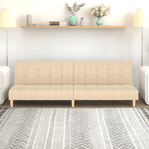 Sofá-cama, Sofá conversível de 2 lugares tecido cor creme