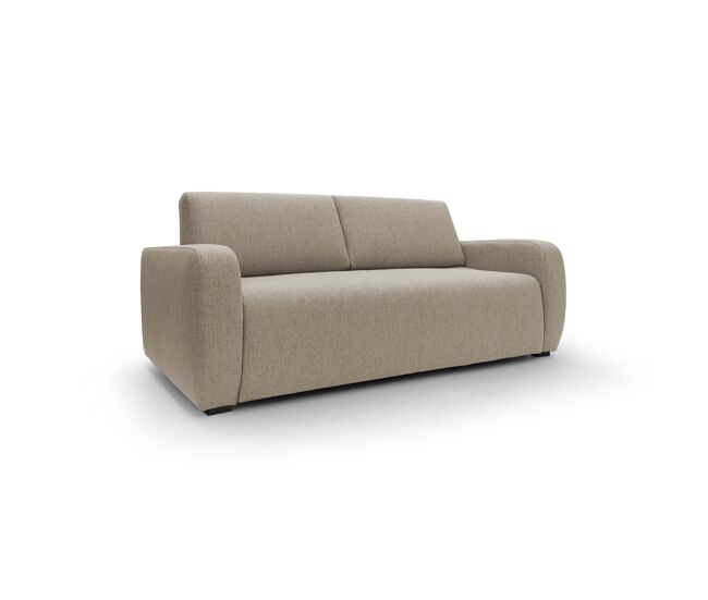 Duna sofá cama convertible con colchón de 20 cm de tela suave flameada e impermeable 195 cm (mat. 140x197) marrón