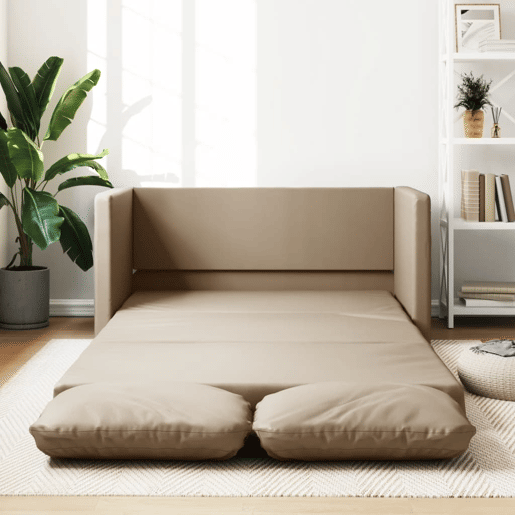 Sofá-cama, Sofá conversível sem pés 112x174x55 cm couro artificial cappuccino