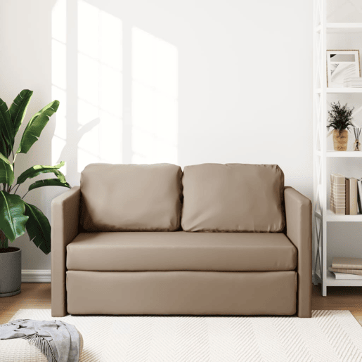 Sofá-cama, Sofá conversível sem pés 112x174x55 cm couro artificial cappuccino