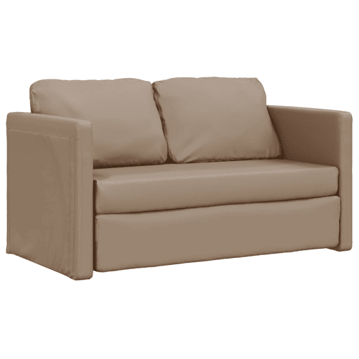 Sofá-cama, Sofá conversível sem pés 112x174x55 cm couro artificial cappuccino