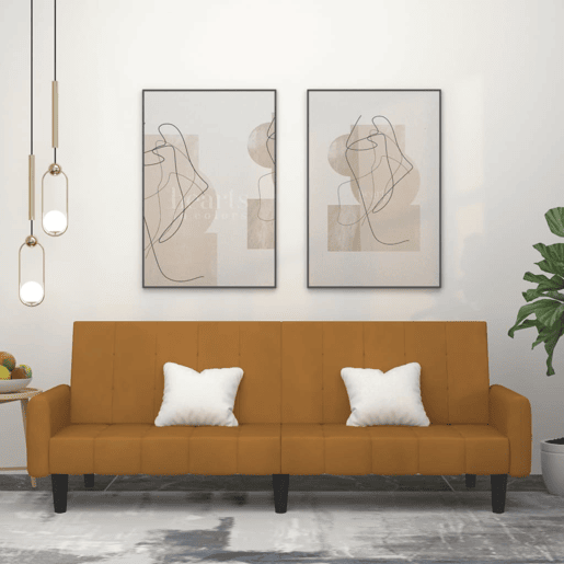 Sofá-cama, Sofá conversível de 2 lugares veludo castanho