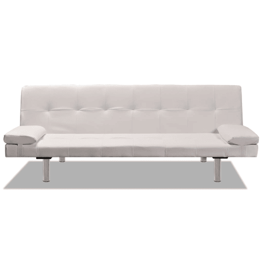 vidaXL Sofá-cama ajustável c 2 almofadas couro artificial branco nata vidaXL Sofá-cama ajustável c 2 almofadas couro artificial branco nata