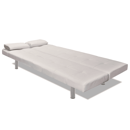 vidaXL Sofá-cama ajustável c 2 almofadas couro artificial branco nata vidaXL Sofá-cama ajustável c 2 almofadas couro artificial branco nata