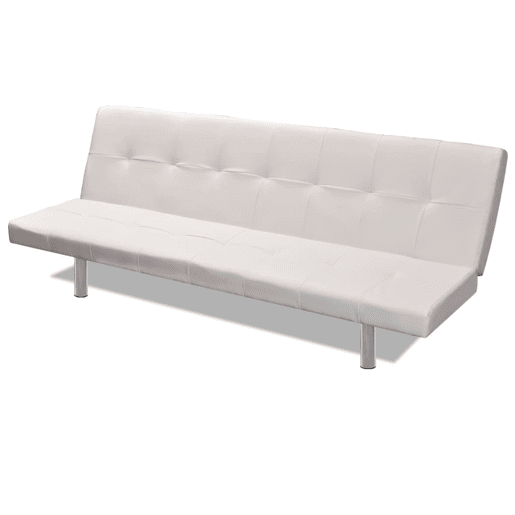 vidaXL Sofá-cama ajustável c 2 almofadas couro artificial branco nata vidaXL Sofá-cama ajustável c 2 almofadas couro artificial branco nata
