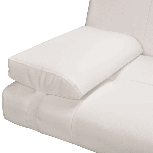 vidaXL Sofá-cama ajustável c 2 almofadas couro artificial branco nata vidaXL Sofá-cama ajustável c 2 almofadas couro artificial branco nata