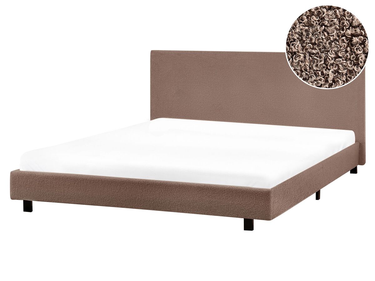 Beliani Cama Bouclé ALBI 195x211 Marrón
