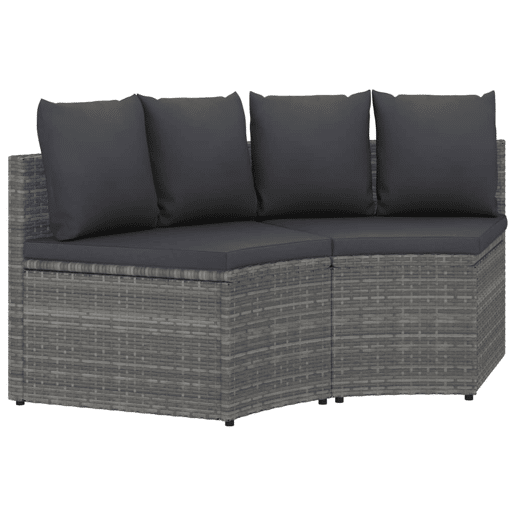 vidaXL 2 pcs conjunto sofás de jardim c almofadões vime PE cinzento