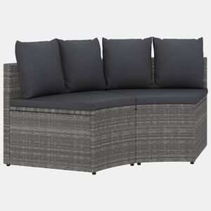 vidaXL 2 pcs conjunto sofás de jardim c almofadões vime PE cinzento