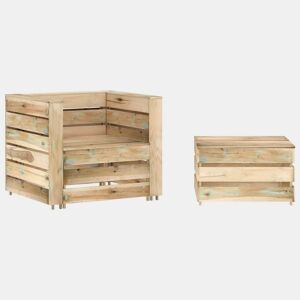 vidaXL 2 pcs conjunto lounge de jardim em paletes pinho impregnado