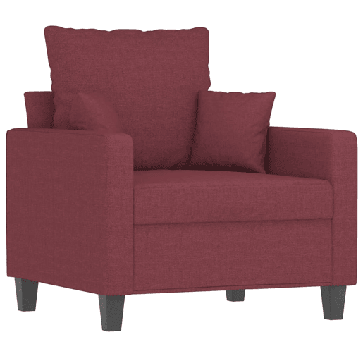 vidaXL 3 pcs conjunto de sofás com almofadas tecido vermelho-tinto vidaXL 3 pcs conjunto de sofás com almofadas tecido vermelho-tinto