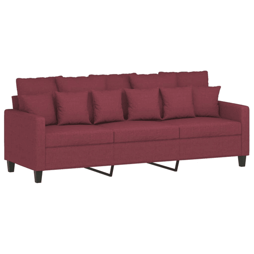 vidaXL 3 pcs conjunto de sofás com almofadas tecido vermelho-tinto vidaXL 3 pcs conjunto de sofás com almofadas tecido vermelho-tinto