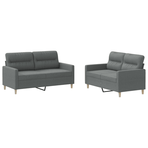vidaXL 2 pcs conjunto de sofás com almofadões tecido cinzento-escuro
