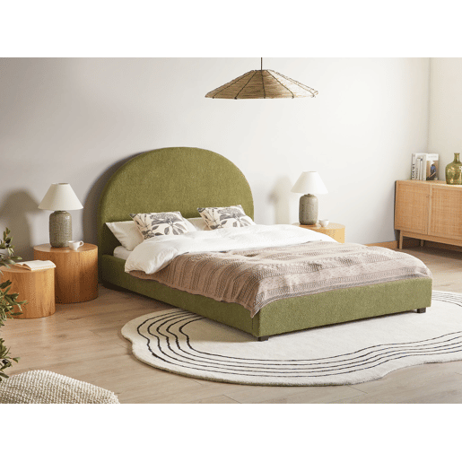 Cama Bouclé VAUCLUSE 140 x 200 cm Verde-oliva