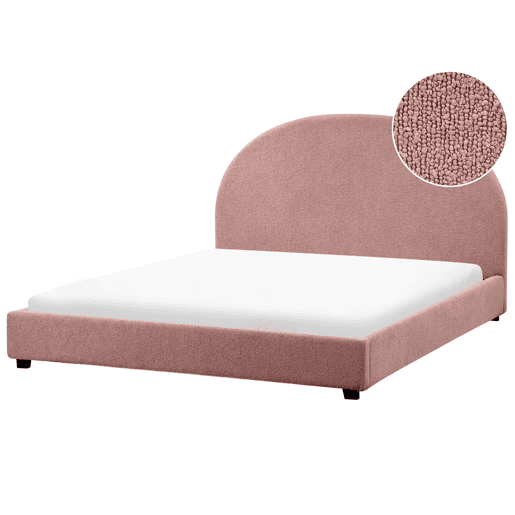 Cama Bouclé VAUCLUSE 160 x 200 cm Rosa pastel