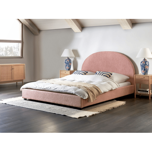 Cama Bouclé VAUCLUSE 160 x 200 cm Rosa pastel