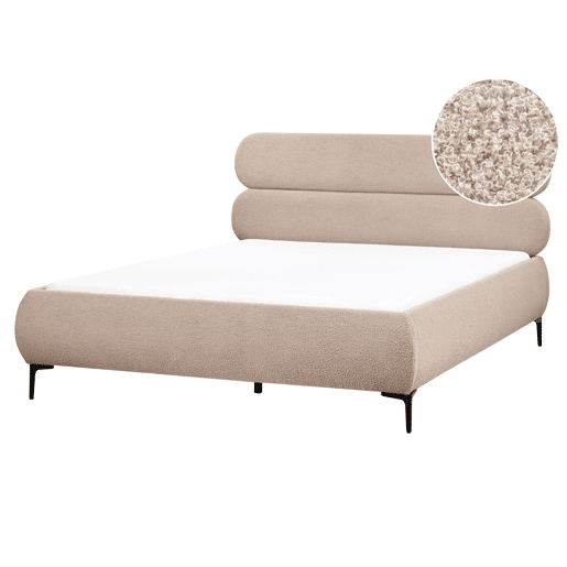 Cama Bouclé LESSAY 160 x 200 cm Taupe