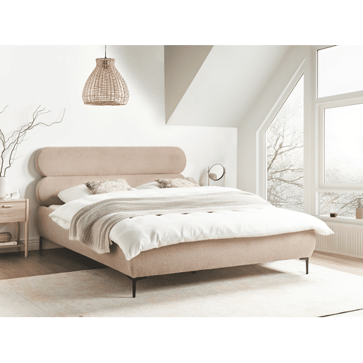 Cama Bouclé LESSAY 160 x 200 cm Taupe