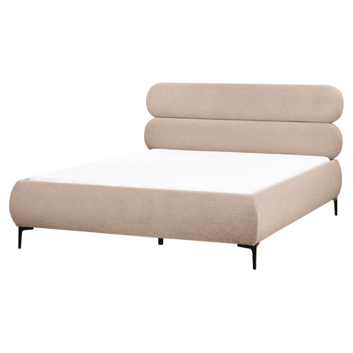 Cama Bouclé LESSAY 160 x 200 cm Taupe